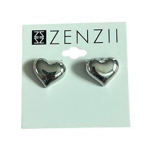 Zenzii Silver Heart Stud Earrings